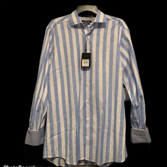 Bugatchi blue and white long sleeve buttondown - Picture 1 of 10